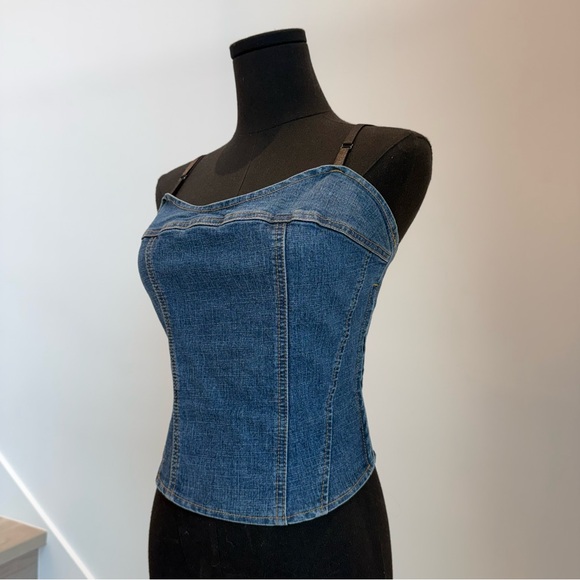 Vintage BONGO Light Blue Corset Denim Top - Picture 3 of 10
